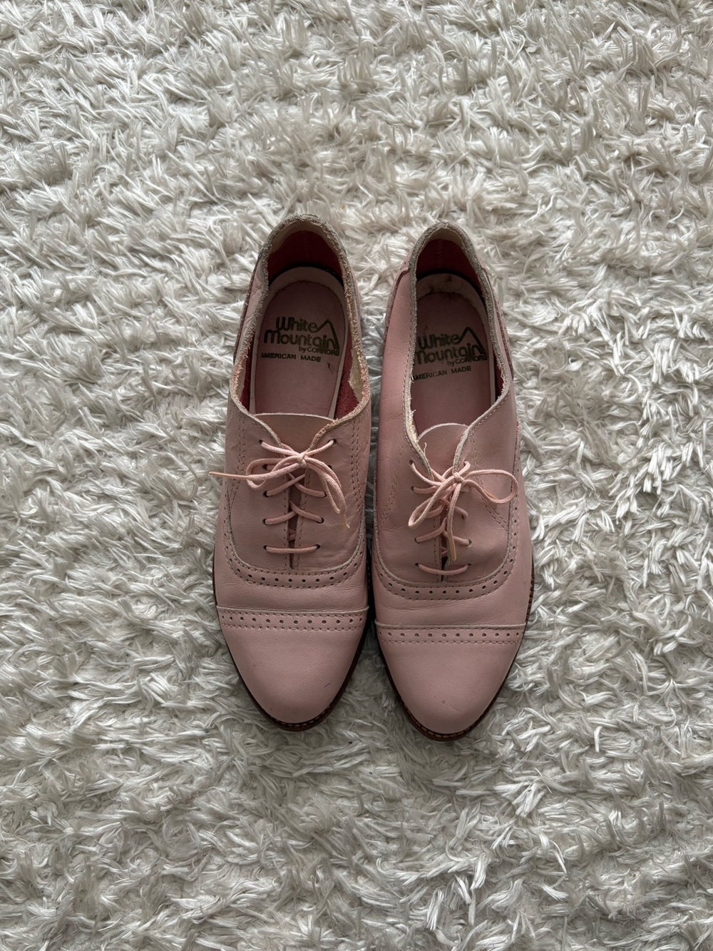 White Mountain Blush Pink Lace-Up Oxford Flats